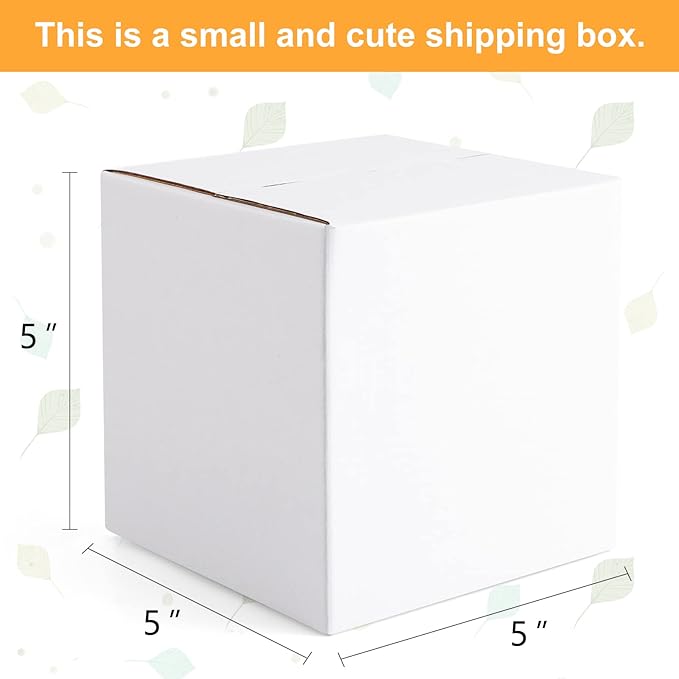 Eupako 5x5x5" Cardboard Box Mailers 25 Pack White Cube Corrugated Small Shipping Boxes for Mailing