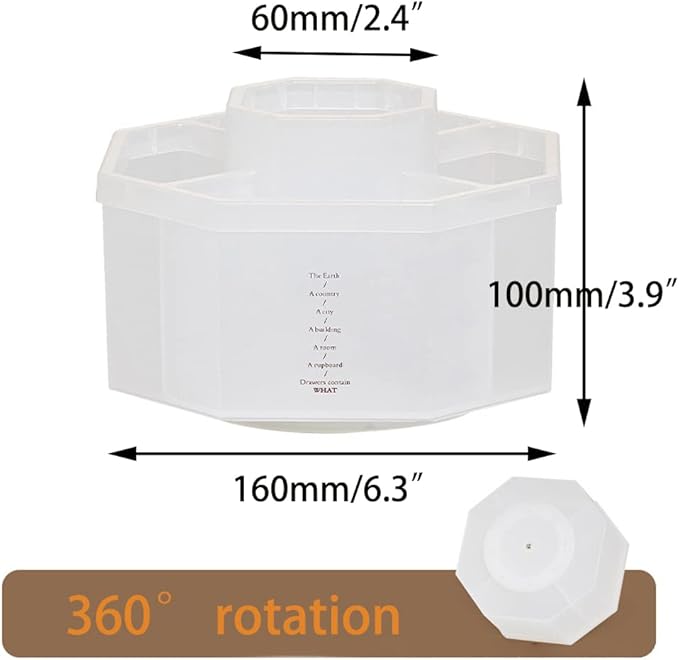 Desk Organizer, 360-Degree Rotating Multi-Functional Pen Holder, 5 Compartments Desktop Stationary Organizer, Home Office Art Supply Storage Box Caddy (Semitransparent)