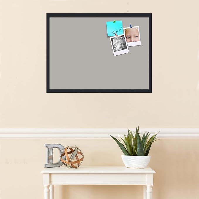 PinPix 30x22 Inch Cork Bulletin Board. This Decorative Framed Pin Board Comes with Dark Stone Design and a Satin Black Frame. Ideal for Home Office Decor or Message Board (PinPix-1808)