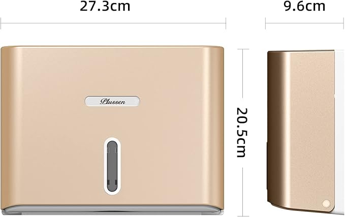 Paper Towel Dispenser Wall Mount, Adhesive No Drilling Multifold Trifold C Fold Commercial Hand Towel Dispenser,Gold