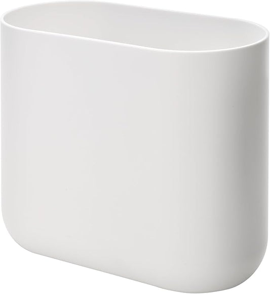 iDesign Slim Oval Plastic Waste Basket The Cade Collection, 10.56” x 5.5” x 9.77”, White