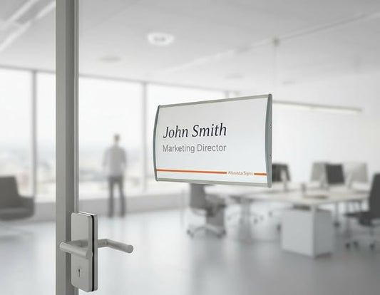 SET OF 3, SIGN HOLDER WALL / DOOR MOUNT NAME PLATE FRAME DISPLAY CURVATURE PLAQUE SILVER ALUMINUM OFFICE 4.00" W x 6.00" H