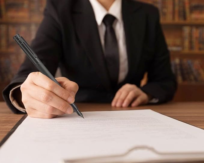 Asvine Black Forest Fountain Pen Fine Nib, Ink Cartridge Not Included, Classic Design with Converter and Metal Pen Case Set