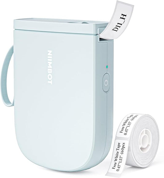 NIIMBOT Label Maker Bluetooth Mini Label Printer D11 2024 Version, Portable Label Maker with Tape Thermal Sticker Small Labeler, 300 DPI High Clearity Rechargeable, Blue