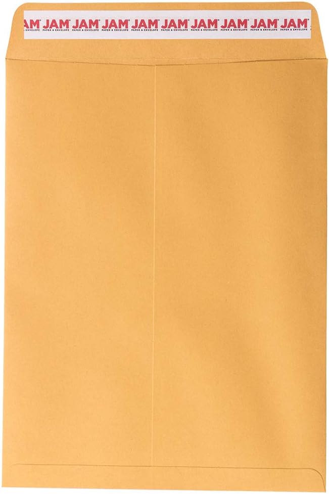 JAM PAPER 9 x 12 Open End Catalog Premium Envelopes with Peel and Seal Closure - Brown Kraft Manila - Bulk 500/Carton