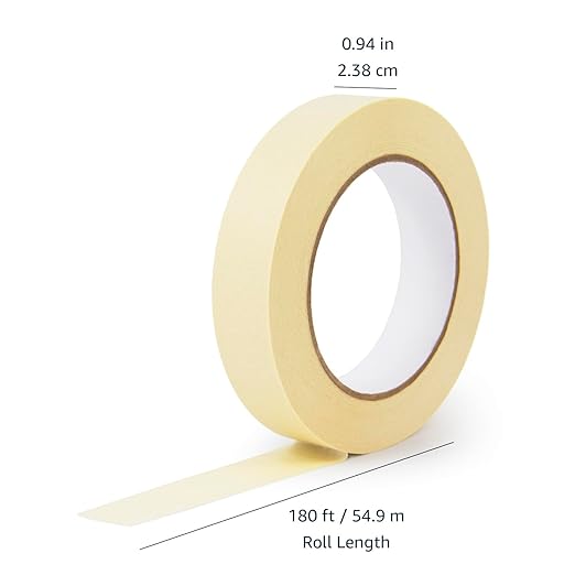 Amazon Basics Masking Tape, 0.94 inch by 180 feet, 6 Rolls, Beige
