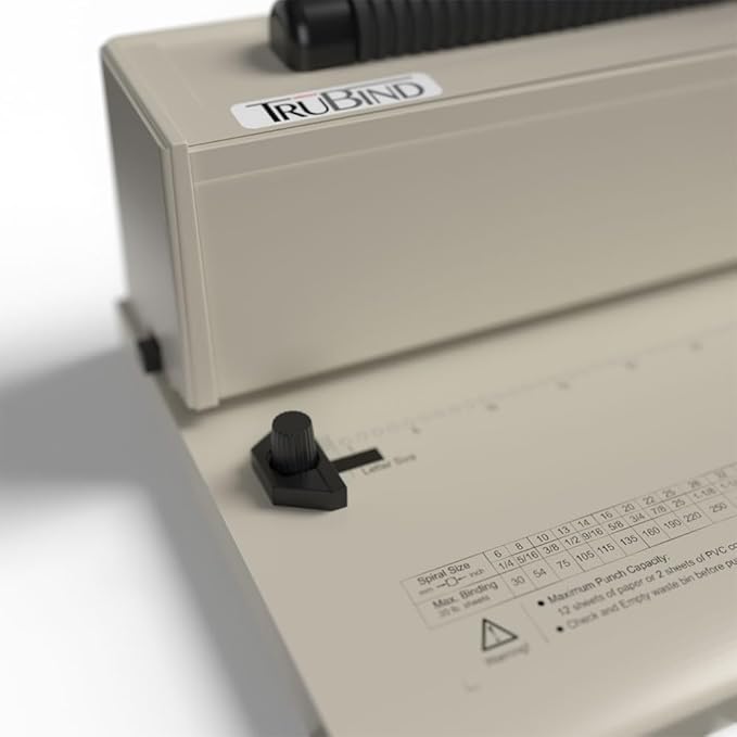 TruBind Coil Binding Machine with Electric Coil Inserter | Manually Punch up to 12 Sheets | 440 Sheet Bind Capacity with 4:1 Pitch | 2-Year Warranty | Heavy-Duty Coil Crimping Pliers Included
