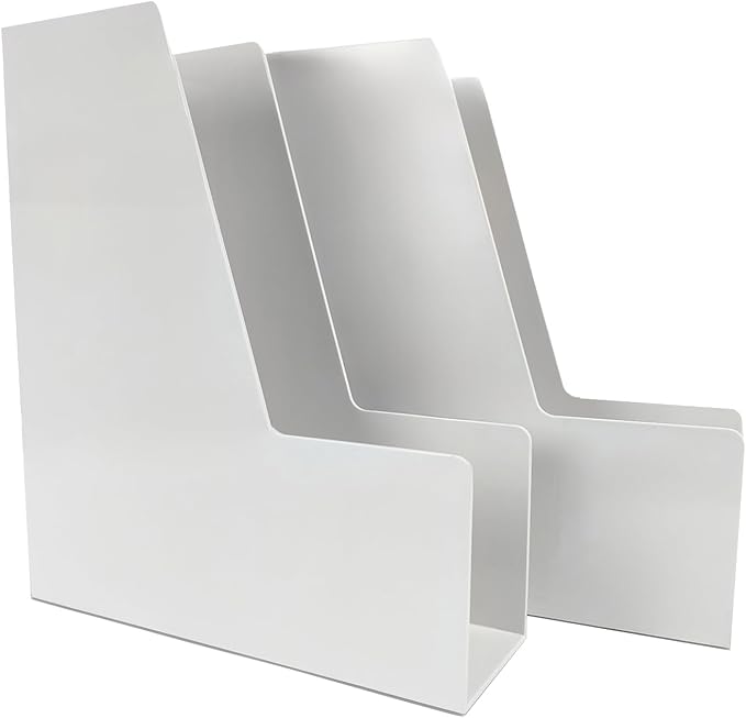 Vertical File Holder, 2 pack Plastic Document Organizer and Magazine Organizer, Multi-purpose Document Organizer for Home Office (White)