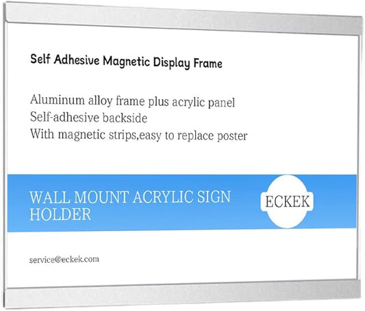Wall Mount Acrylic Sign Holder Self Adhesive Magnetic Display Frame Clear Document Frame for Office, Store, School, Home, Wall Picture Frame (Horizontal A3 297×420mm/11.69×16.54inches)