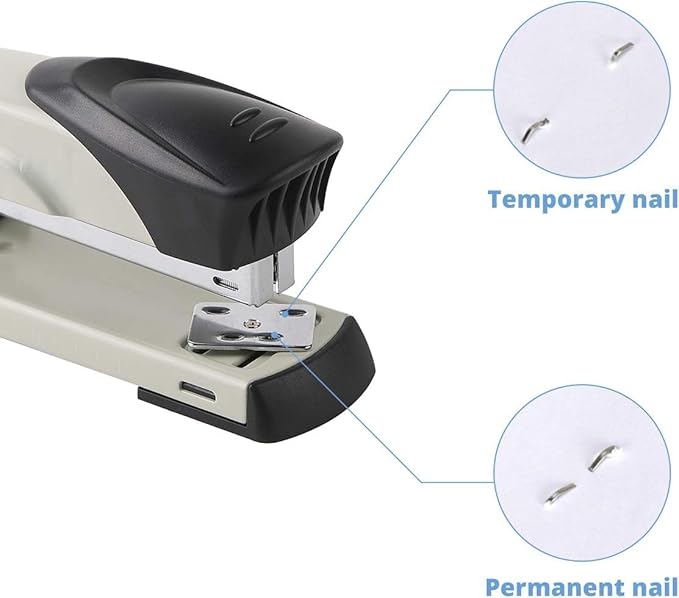 Long Reach Stapler,with 2000 Staples & Stapler Remover Full Strip，20-25 Sheet Capacity,with Built-in Ruler and Adjustable Locking Paper Guide, Gray