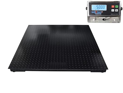 SellEton Non-NTEP Industrial Floor Scales with Stainless Steel Indicator, Accurate Pallet Scale for Warehouse Shipping and Medium Duty Industrial Weighing (60"x60", 20,000 lb x 1 lb)
