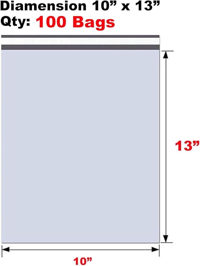 iMBAPrice 100 - 10x13 Premium Matte Finish Self-Sealing Non-Padded White Poly Mailers/Mailing Envelopes/Bags (iMBA-4PM-100)
