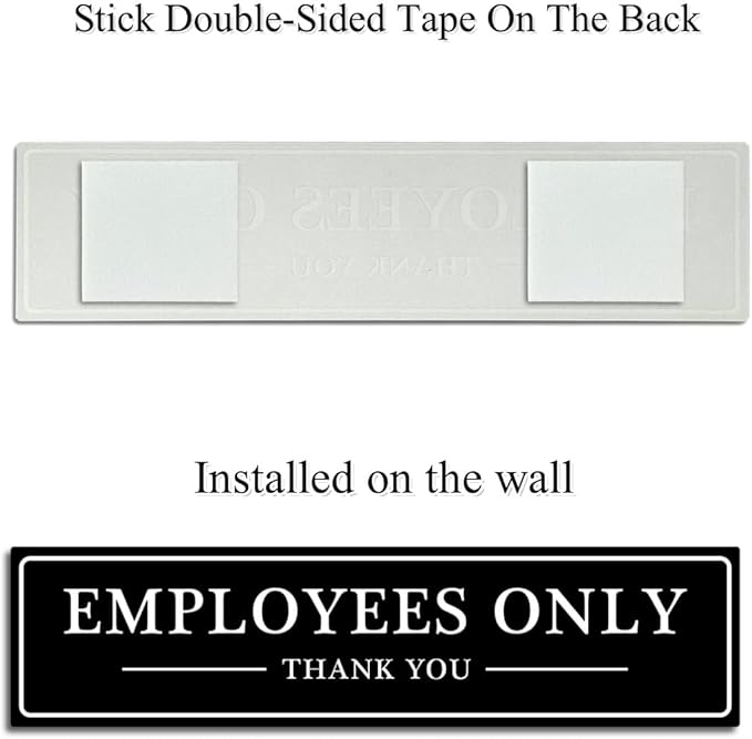 SINYUDUN Acrylic Employees Only Sign for Door or Wall, with Double Sided Tape, for Office, Business Door, Store, Restroom (Black, 2.1 x 8 Inch)-1 Pack