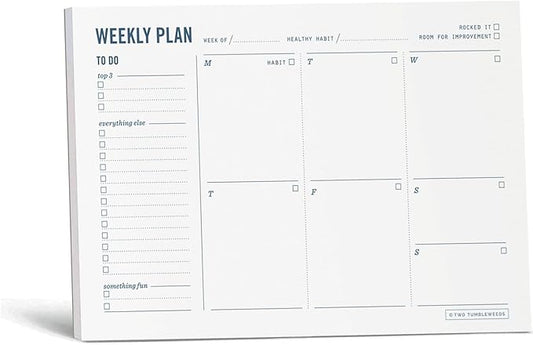 Weekly Planner Pad - Undated 6x9" Weekly To-Do List Notepad with Calendar and Task List, Perfect Desk Organizer for School & Work | 50 Tear Off Sheets