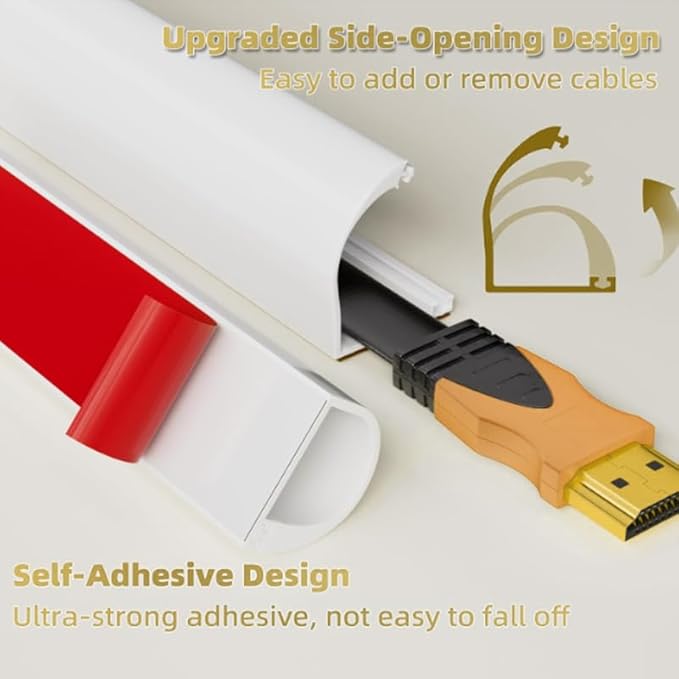 RPXRPXSide Open One Cord Cable Raceway Wire Cover for Cords, Our Cable Track is Best Suited for one Wire (Diameter <0.27"),Wire Raceway Management Cable Concealer Channel (Black, 390in)