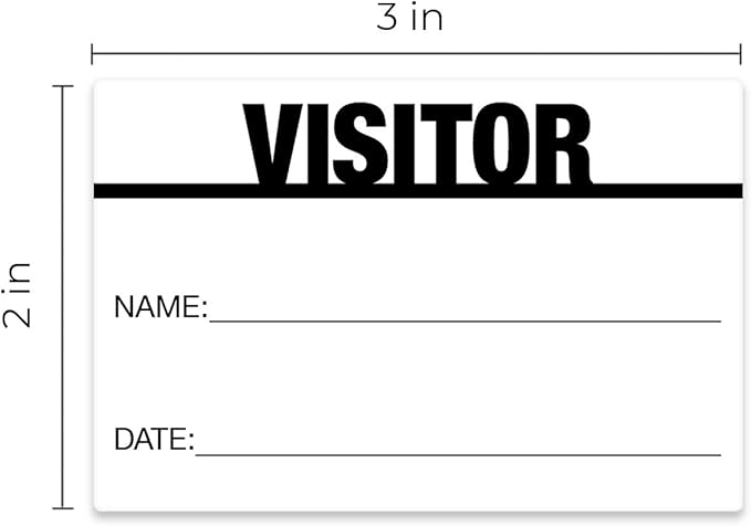 Black On White Visitor Pass / 500 Classic ID Labels/Safety Identification Badge Stickers / 2" x 3" Business Guest Pass Labels/Made in The USA