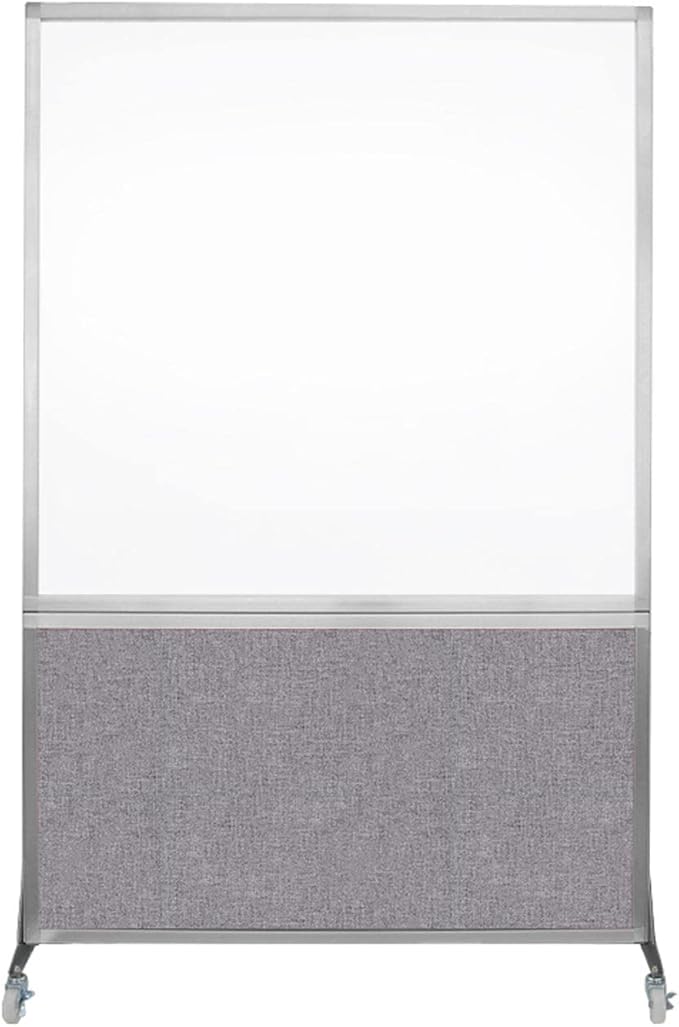 DivideWrite Mobile Whiteboard | Double Sided Dry Erase Board | Portable Office Cubicle Partition | Display for Classrooms, Conference Rooms, Meeting Areas and More | Cloud Gray 4' Wide X 6' Tall
