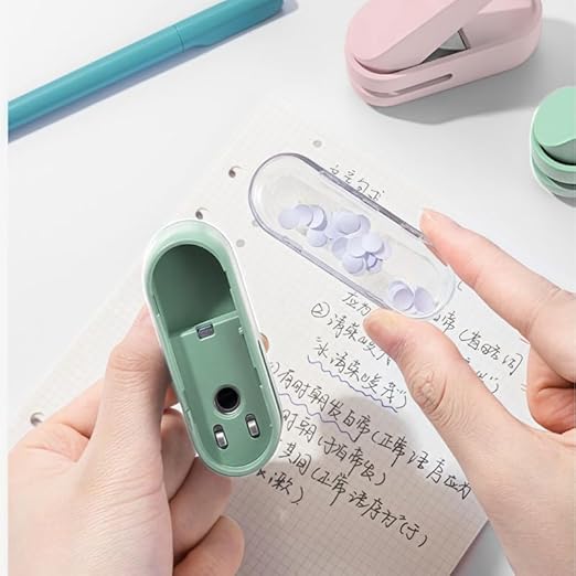 Magnoloran 2 Pack Single Hole Punch, 1/4 inch Mini Small Hole Puncher Heavy Duty Paper Hole Puncher Small Hole Punch One Hole Puncher for Crafts Paper Cards Tags Scrapbook-Pink&Green