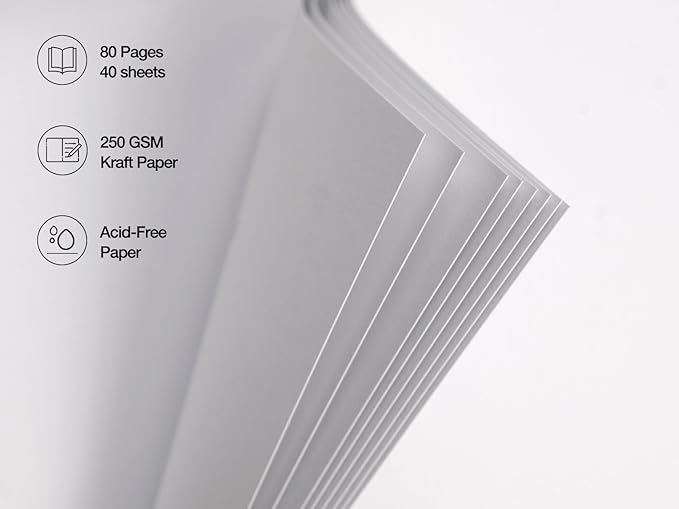 potricher 8 x 8 Inch DIY Scrapbook Photo Album 80 Pages Thick Kraft Blank White Paper Memory Book for Wedding and Anniversary Family (White, 8 Inch)