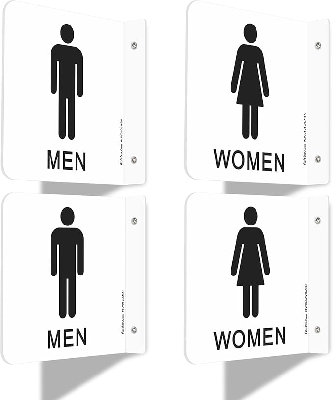 Faittoo Restroom Sign, Bathroom Signs, 4 Pack 6 x 6 Inches Acrylic Sign, for Office or Business Bathroom and Toilet Door or Wall Decor, Indoor Outdoor Use (Men and women Set)