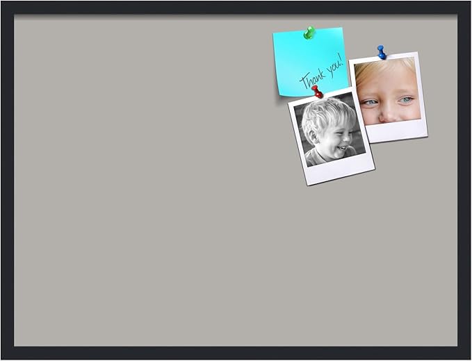 PinPix 32x24 Inch Cork Bulletin Board. This Decorative Framed Pin Board Comes with Dark Stone Design and a Satin Black Frame. Ideal for Home Office Decor or Message Board (PinPix-1808)