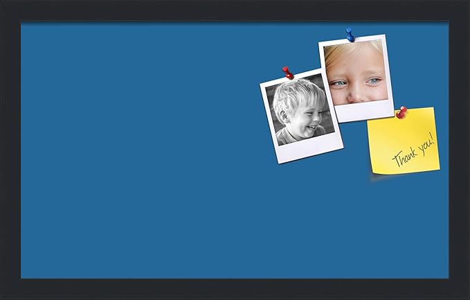 PinPix 20x12 Inch Cork Bulletin Board. This Decorative Framed Pin Board Comes with Navy Pastel Design and a Satin Black Frame. Ideal for Home Office Decor or Message Board (PinPix-1811)