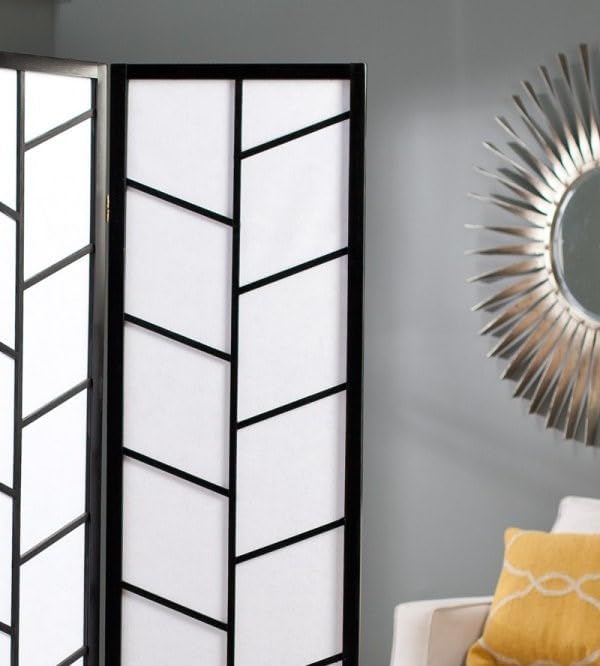 NicBex Room Divider 3 Panel Room Dividers with Heavy-Duty Rice Paper Partition Room Dividers and Folding Privacy Screens Wall Divider for Home, Office, Room Separation,51" W x 2" D x 71" H, Black