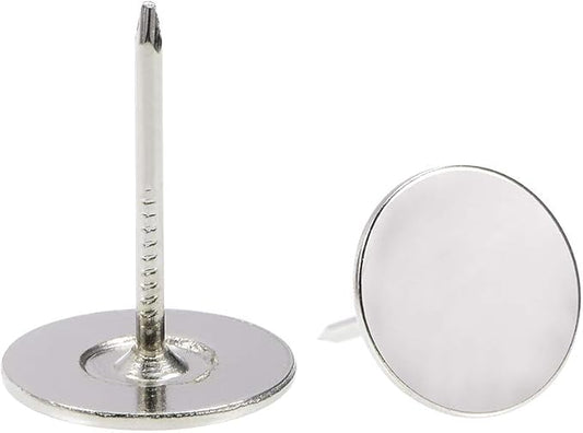 uxcell Upholstery Nails Tacks 19mmx25mm Flat Head Furniture Nails Silver Tone for Furniture Sofa Headboards, 100 Pcs