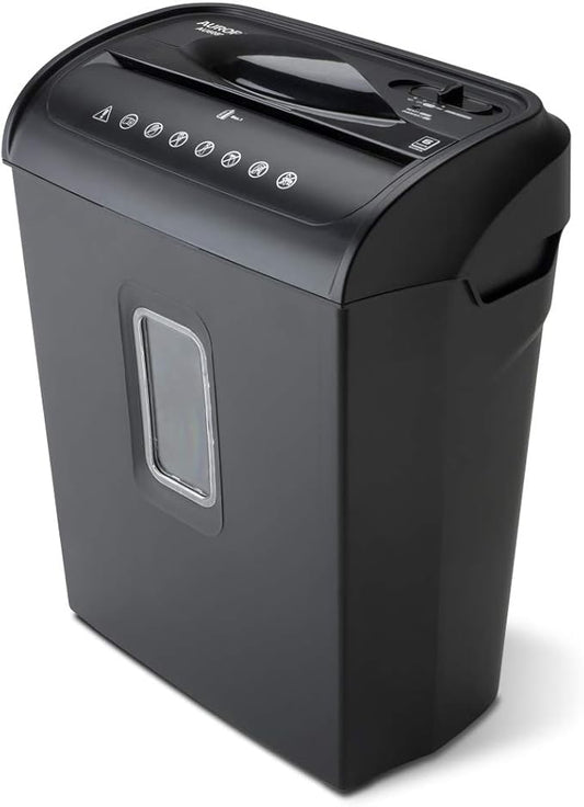 Aurora AU608MB High-Security 6-Sheet Micro-Cut Paper Credit Card Shredder with 3.5-Gallon Wastebasket, 4-Minute Continuous Running Time, Security Level P-4