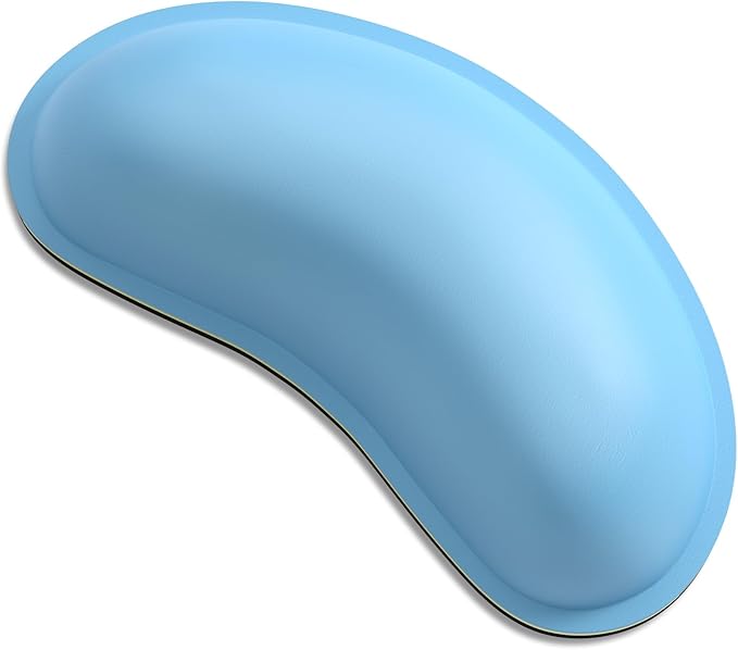 Dapesuom Mouse Wrist Rest, Ergonomic Memory Foam Mouse Wrist Support, Leather Hand Rest Pad Cushion for Gaming, Office, Laptop, Wireless Mouse, Men, Women, Pain Relief & Easy Typing, Sky Blue