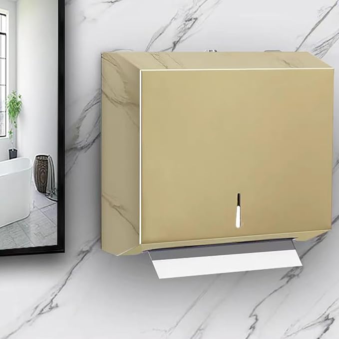 Comercial Paper Towel Dispenser Wall Mount, Stainless Steel Hand Towel Dispenser with Lock, Trifold/C Fold Paper Towel Holder for Bathroom Kitchen Office Public Places, Large Capacity Tissue Holder