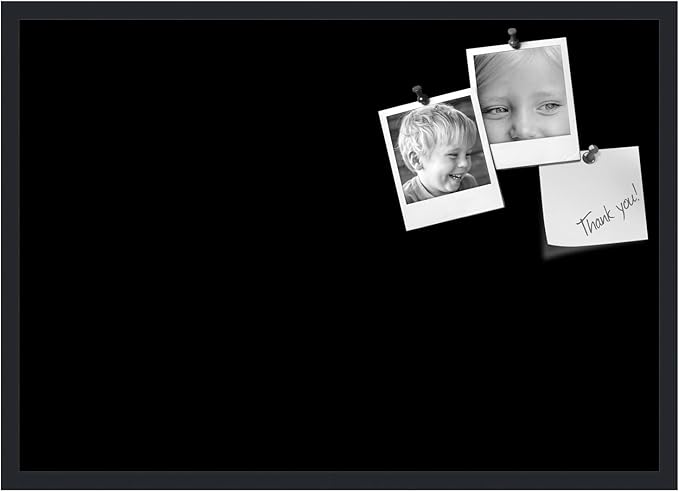 PinPix 34x24 Inch Cork Bulletin Board. This Decorative Framed Pin Board Comes with Solid Black Design and a Satin Black Frame. Ideal for Home Office Decor or Message Board (PinPix-622)