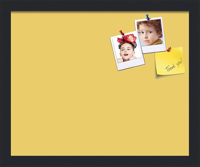 PinPix 16x13 Inch Cork Bulletin Board. This Decorative Framed Pin Board Comes with Honey Pastel Design and a Satin Black Frame. Ideal for Home Office Decor or Message Board (PinPix-1810)