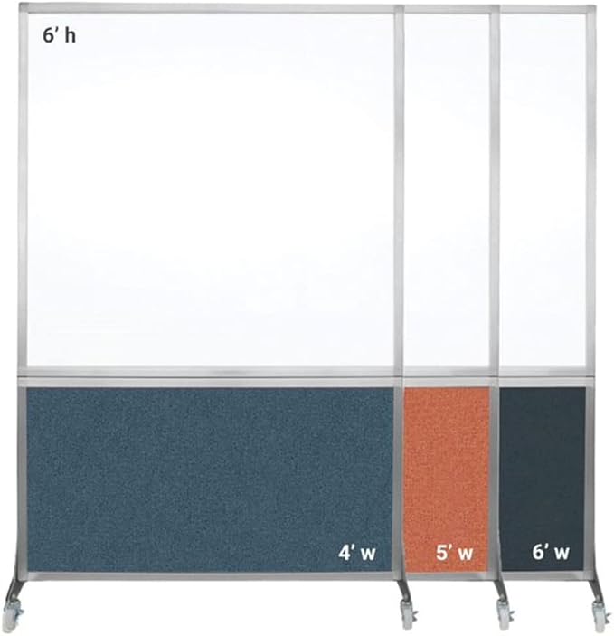 DivideWrite Mobile Whiteboard | Double Sided Dry Erase Board | Portable Office Cubicle Partition | Display for Classrooms, Conference Rooms, Meeting Areas and More | Charcoal Gray 6' Wide X 6' Tall