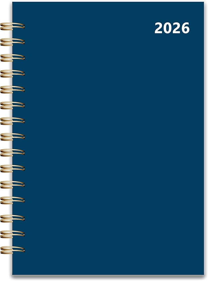 Planner 2026 January to December, 5.5" x 8.5" Daily Weekly and Monthly Calendar Planner for Productivity, Goal Setting & Time Management, Organizer for Work, School & Life - Blue Hard Cover