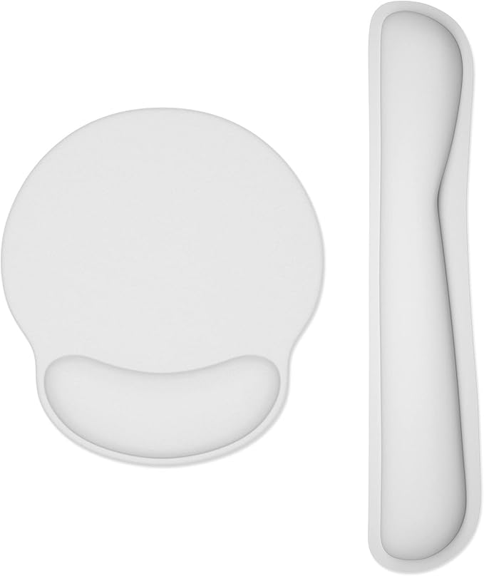 Dapesuom Keyboard Wrist Rest and Mouse Pad with Wrist Support, Memory Foam Cushion for Keyboard and Mouse Set, Ergonomic Desktop Pad Rests with Non Slip Base for Easy Typing & Pain Relief, Space Gray