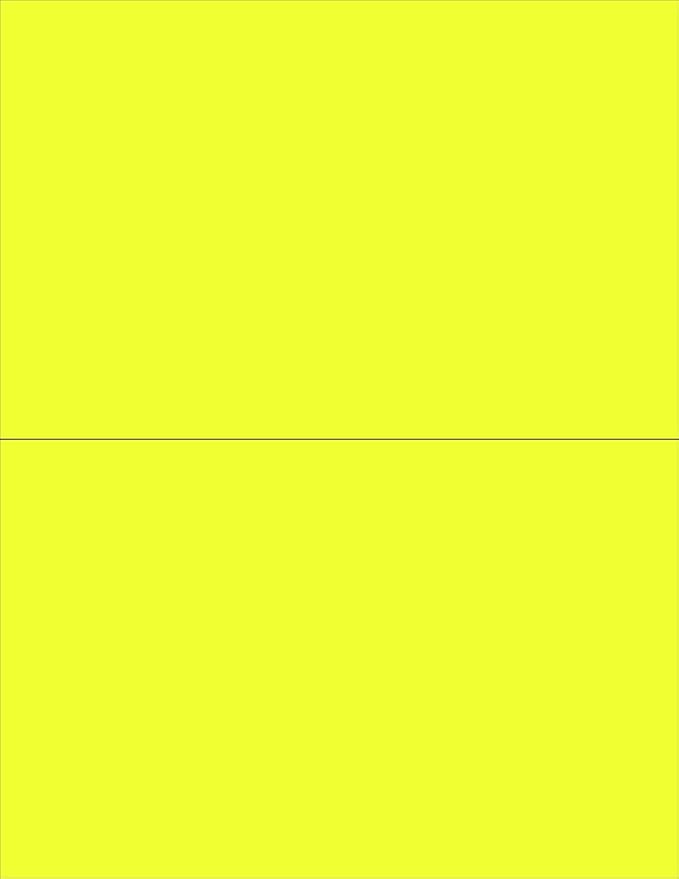 NextDayLabels - 8-1/2 x 11 Neon Color High Light Fluorescent Labels for Laser & Inkjet Printer (Yellow Fluorescent, 8-1/2" x 5-1/2" - 2 Per Page | 200 Labels)