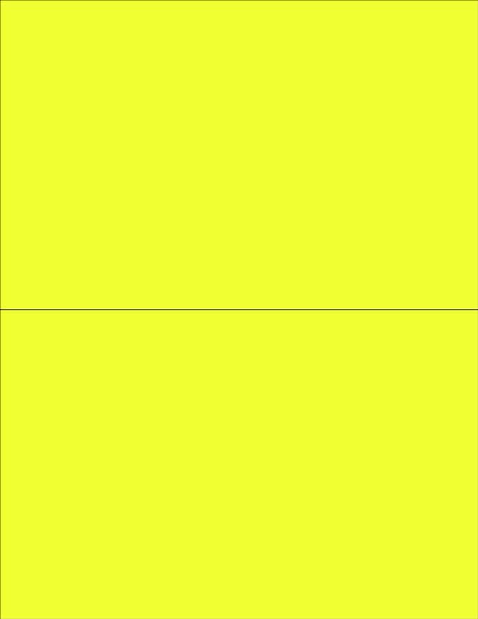 NextDayLabels - 8-1/2 x 11 Neon Color High Light Fluorescent Labels for Laser & Inkjet Printer (Yellow Fluorescent, 8-1/2" x 5-1/2" - 2 Per Page | 50 Labels)