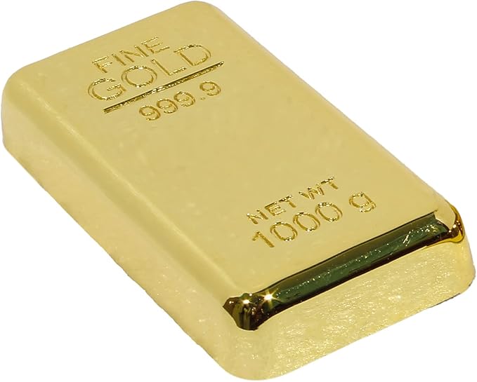 Pack of 1 Fake Gold Bar Paperweights for Office Desk – Luxury Gift for Men & Women, Stylish Birthday & Anniversary Present, Elegant Jewelry Shop Decor (3.15" x 1.57" x 0.39")