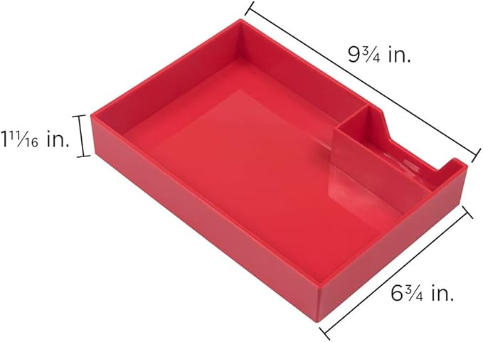 JAM Paper Stackable Half Desk Trays - Red - Office & Desk Supply Organizer Top Tray - Sold Individually