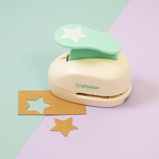 Craftelier - 1 Inch Star Hole Punch with Lever Press – Star Hole Puncher for Paper Crafts | Punch for Scrapbooking, DIY Cards & Journals | Hole Punch Shapes for Paper & Cardstock.