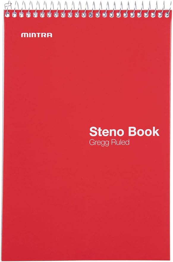Mintra Office Steno Books - (Primary 4PK, Green Tint Paper, Gregg Ruled) - 6inx9in, 70 Sheets