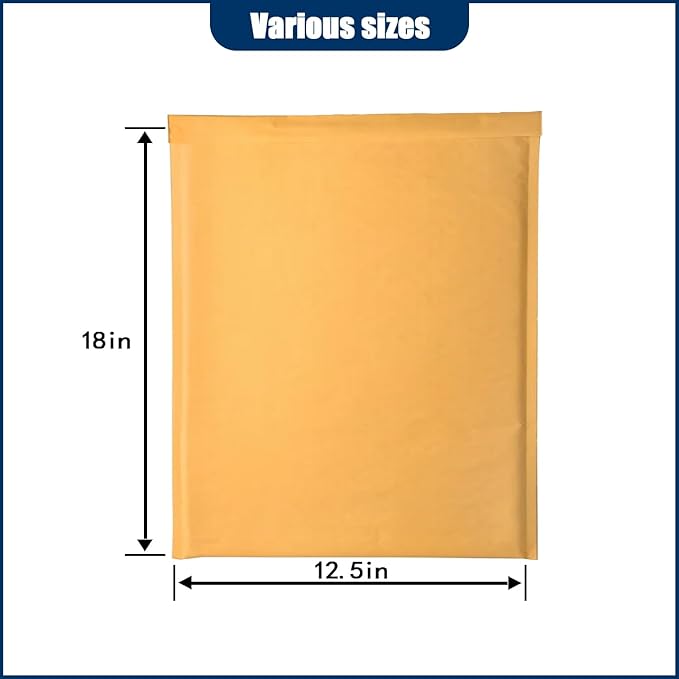 Natural Kraft Bubble Mailer Envelopes, Small Bubble Mailers 12.5x18 Inch, 25 Pack Padded Envelopes, Self-Seal Shipping Envelope,Tear-Resistant Mailing Envelope Padded