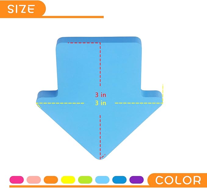 Arrow Shape Sticky Notes 8 Color Bright Colorful Sticky Pad 75 Sheets/Pad Self-Sticky Note Pads (8 Pads)