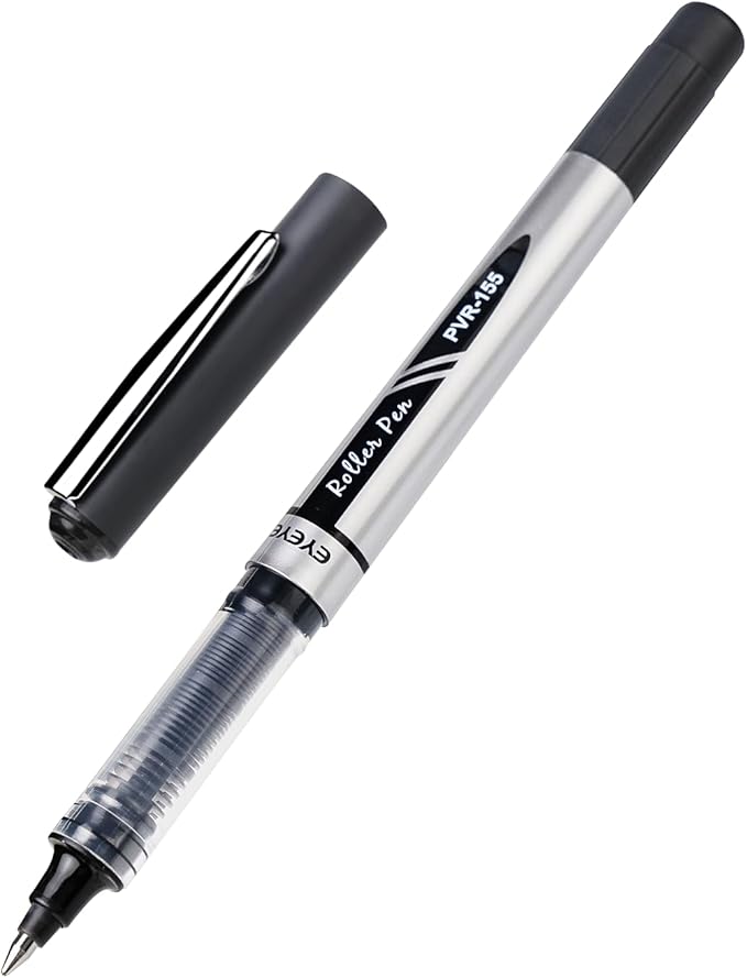EYEYE 50 Pack 0.7mm Black Rollerball Pens, Medium Point Roller Ball Pen Quick Dry, Liquid Ink Pens Fine Point Smooth Writing Pen for Journaling, Note Taking, Office and School Supplies