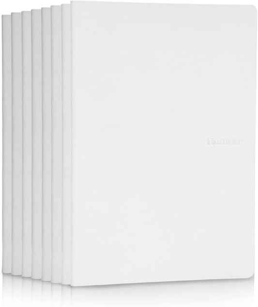 8 Pack Notebooks Journal Bulk, Soft Cover Notebooks for Women Girls Students; Journals in Bulk with 76 Pages; Dot Grid Notebook; 8.2”x5.5” A5 Notebooks for Work, Travel, Business, School, (White)