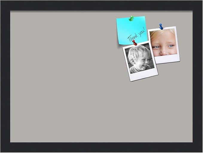 PinPix 18x13 Inch Cork Bulletin Board. This Decorative Framed Pin Board Comes with Dark Stone Design and a Satin Black Frame. Ideal for Home Office Decor or Message Board (PinPix-1808)