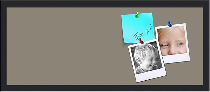 PinPix 30x12 Inch Cork Bulletin Board. This Decorative Framed Pin Board Comes with Pewter Design and a Satin Black Frame. Ideal for Home Office Decor or Message Board (PinPix-1812)