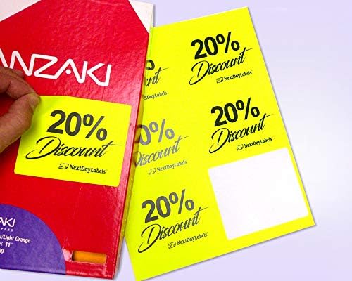 8-1/2 x 11 Neon Color High Light Fluorescent Labels for Laser & Inkjet Printer (Yellow Fluorescent, 4" x 3-1/3" - 6 Per Page | 600 Labels)