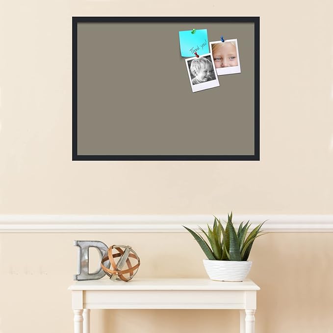PinPix 32x24 Inch Cork Bulletin Board. This Decorative Framed Pin Board Comes with Pewter Design and a Satin Black Frame. Ideal for Home Office Decor or Message Board (PinPix-1812)